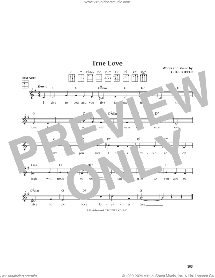 True Love (from The Daily Ukulele) (arr. Jim Beloff) sheet music for ukulele by Bing Crosby & Grace Kelly, Jim Beloff and Cole Porter, intermediate skill level