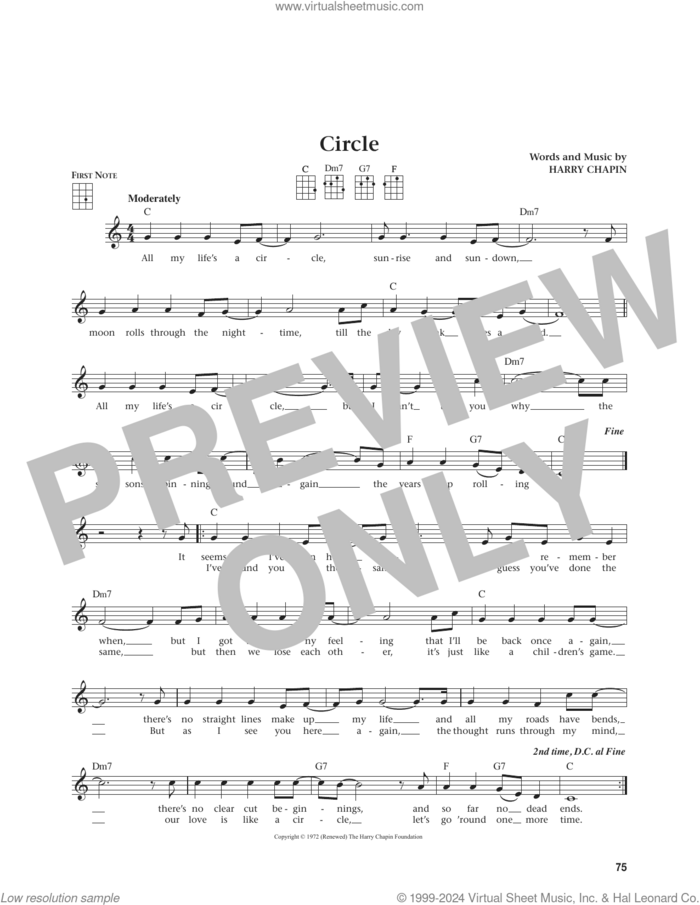 Circle (Circles) (from The Daily Ukulele) (arr. Jim Beloff) sheet music for ukulele by Harry Chapin and Jim Beloff, intermediate skill level