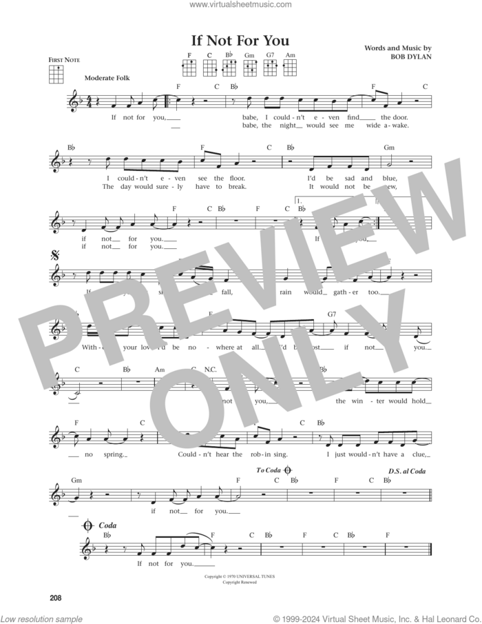 If Not For You (from The Daily Ukulele) (arr. Jim Beloff) sheet music for ukulele by Bob Dylan and Jim Beloff, intermediate skill level