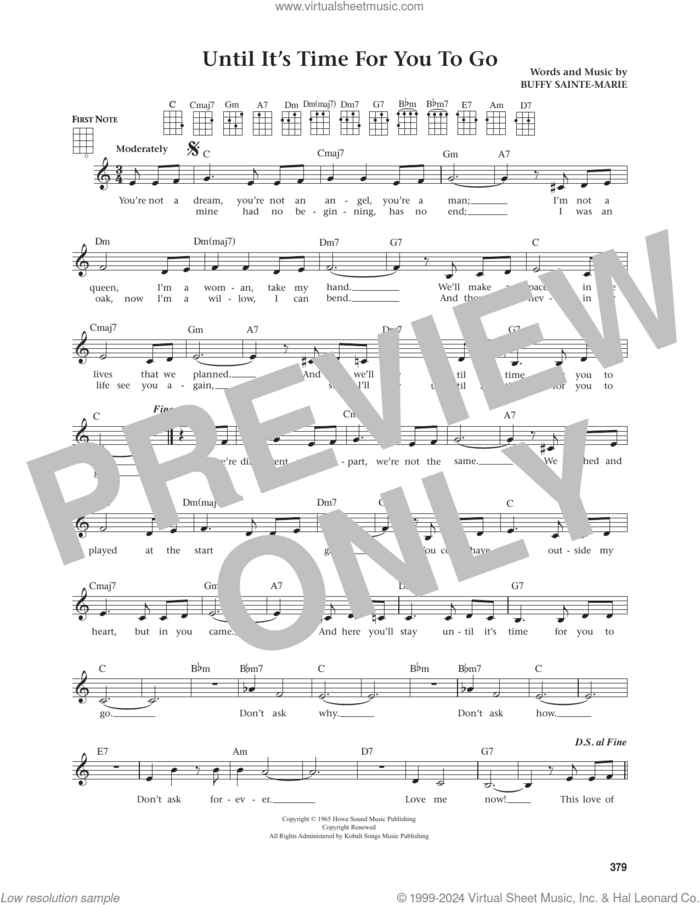 Until It's Time For You To Go (from The Daily Ukulele) (arr. Jim Beloff) sheet music for ukulele by Buffy Sainte-Marie, Jim Beloff, Elvis Presley, Neil Diamond and New Birth, intermediate skill level