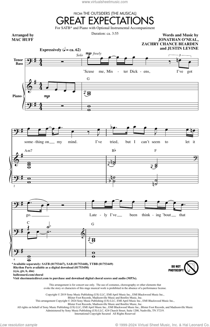 Great Expectations (from The Outsiders) (arr. Mac Huff) sheet music for choir (SATB: soprano, alto, tenor, bass) by Jonathan Clay, Zach Chance & Justin Levine, Mac Huff, Justin Levine and Zachry Chance Bearden, intermediate skill level