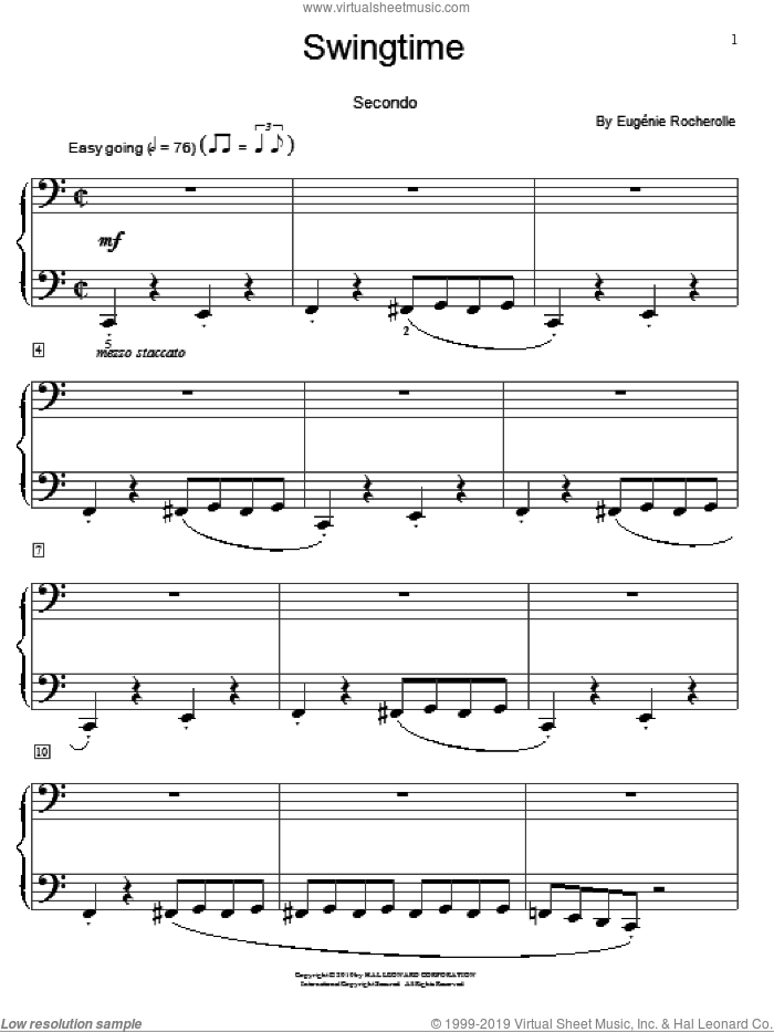 Swingtime sheet music for piano four hands by Eugenie Rocherolle and Miscellaneous, intermediate skill level