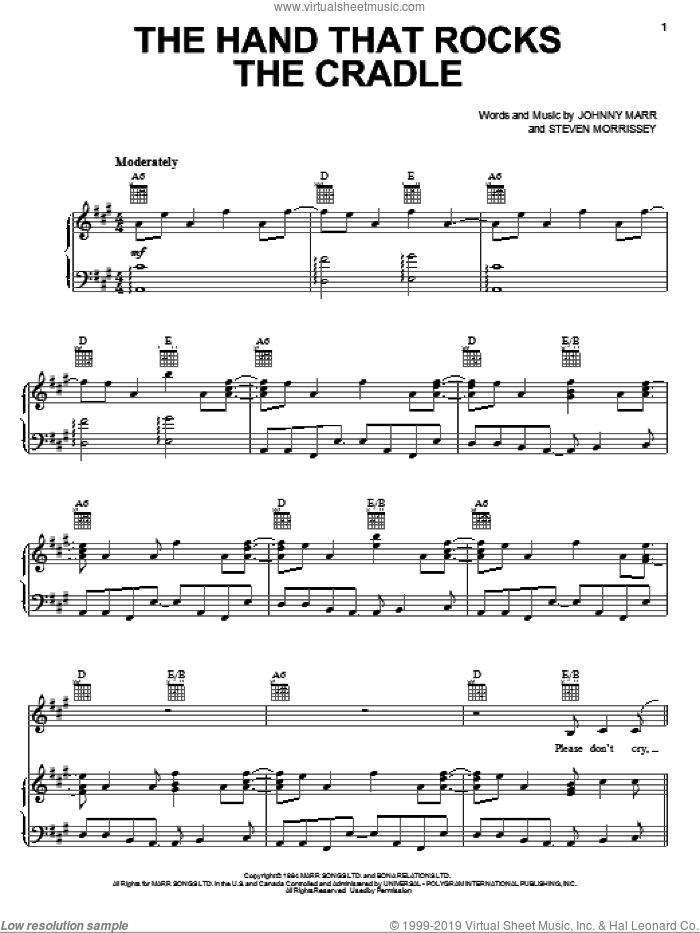 The Hand That Rocks The Cradle sheet music for voice, piano or guitar by The Smiths, Johnny Marr and Steven Morrissey, intermediate skill level