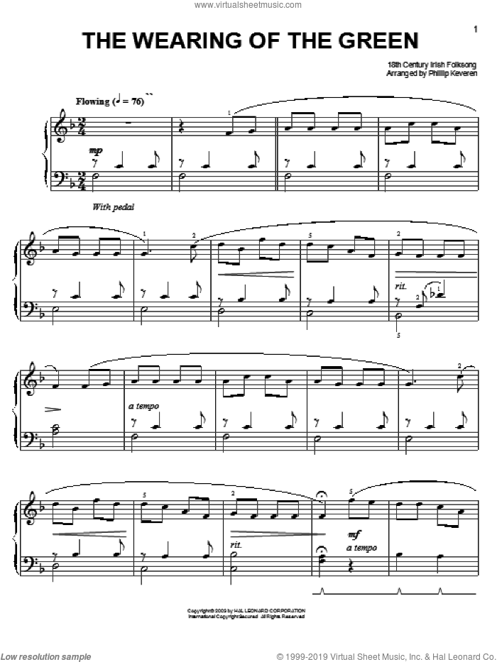 The Wearing Of The Green (arr. Phillip Keveren) sheet music for piano solo  and Phillip Keveren, easy skill level