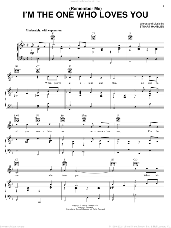 (Remember Me) I'm The One Who Loves You sheet music for voice, piano or guitar by Ernest Tubb and Stuart Hamblen, intermediate skill level