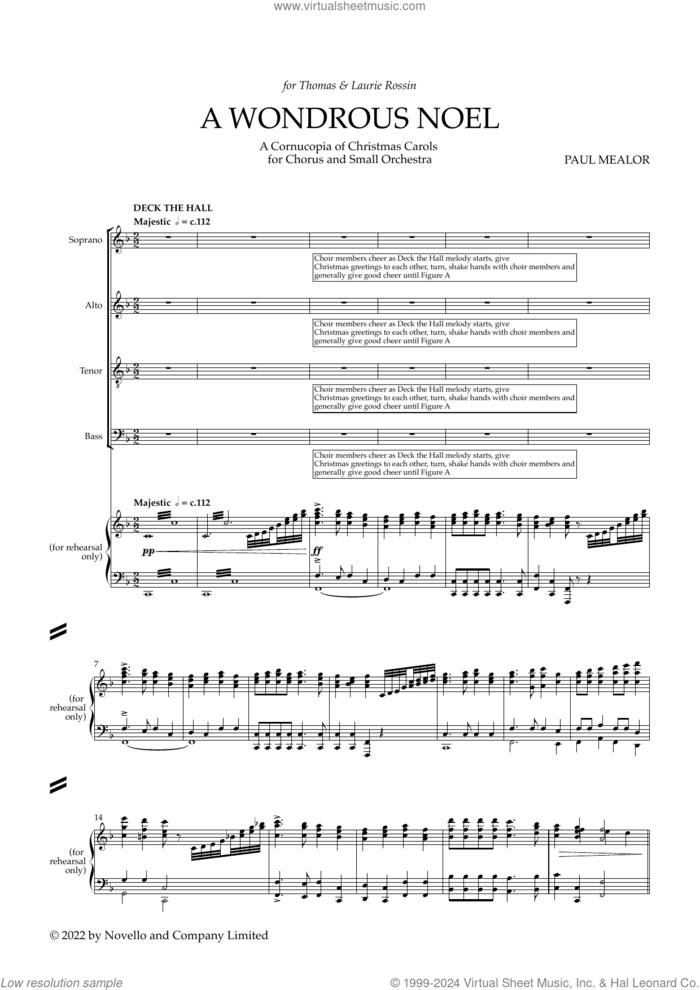 A Wondrous Noel sheet music for choir (SATB: soprano, alto, tenor, bass) by Paul Mealor, classical score, intermediate skill level