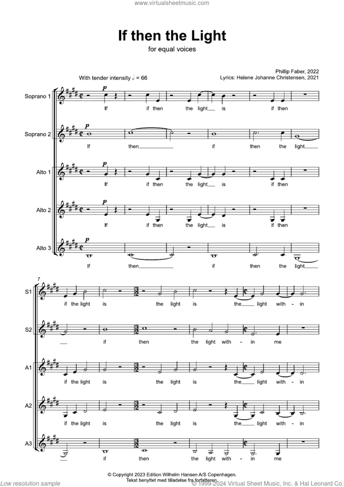 If Then The Light sheet music for choir (SSAA: soprano, alto) by Phillip Faber, classical score, intermediate skill level