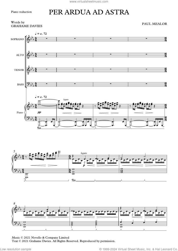 Per Ardua Ad Astra sheet music for choir (SATB: soprano, alto, tenor, bass) by Paul Mealor, classical score, intermediate skill level