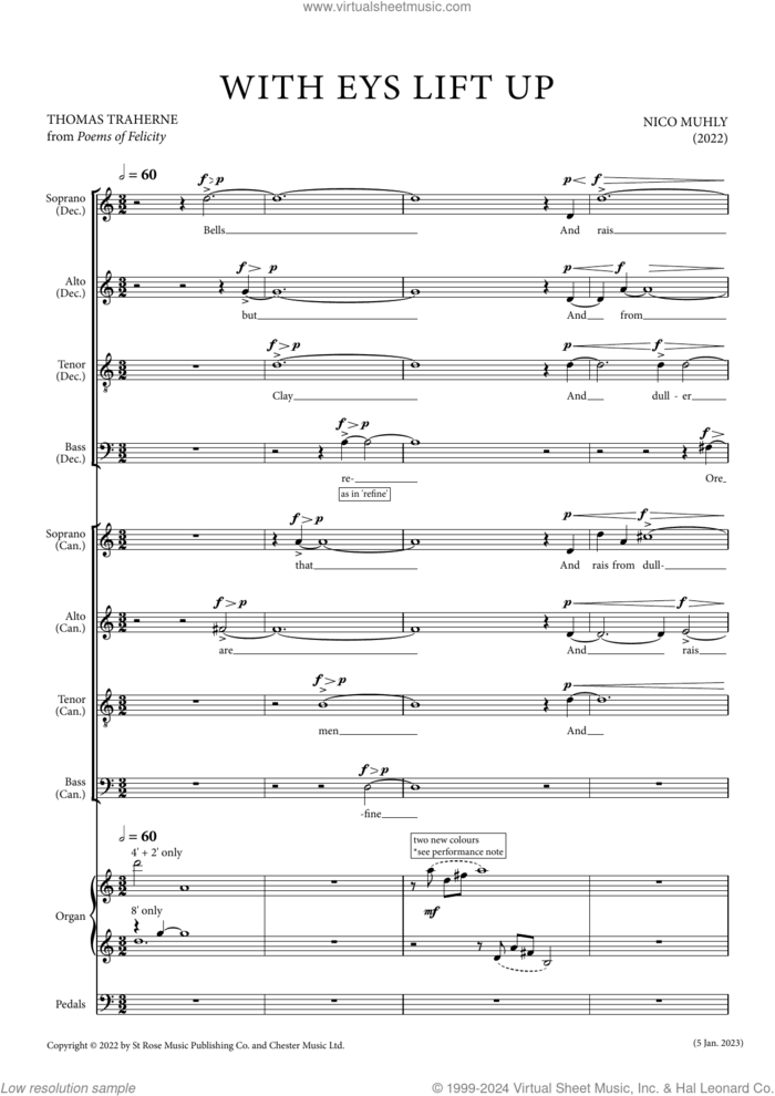 With Eys Lift Up sheet music for choir (SSAATTBB) by Nico Muhly, classical score, intermediate skill level