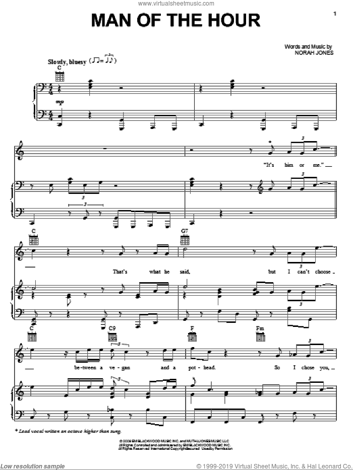 Man Of The Hour sheet music for voice, piano or guitar by Norah Jones, intermediate skill level