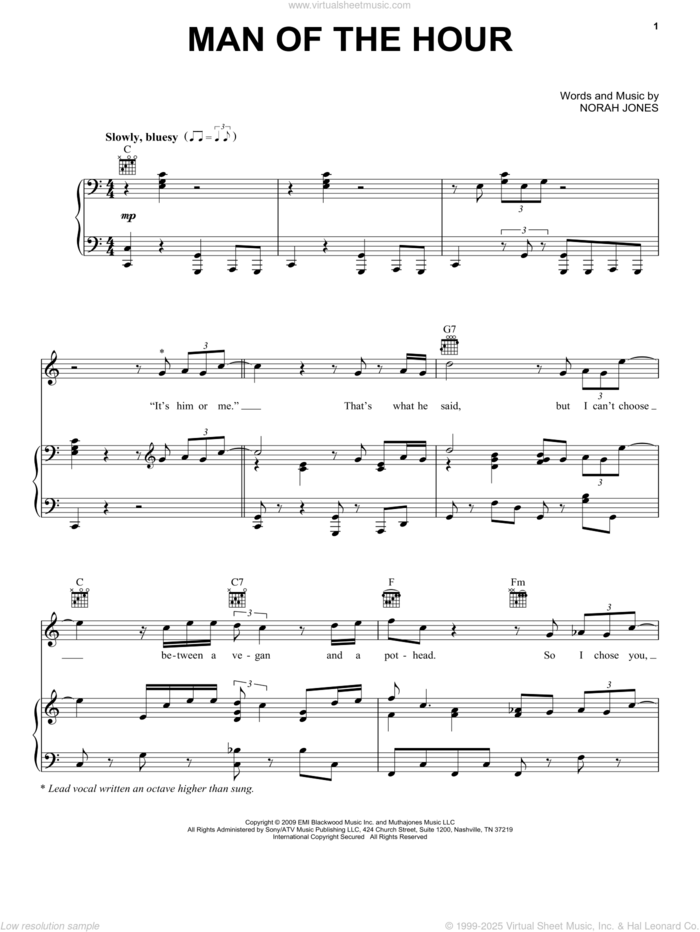 Man Of The Hour sheet music for voice, piano or guitar by Norah Jones, intermediate skill level