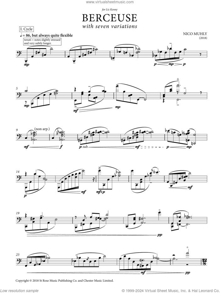 Berceuse with seven variations sheet music for violin solo by Cheryl Frances-Hoad, classical score, intermediate skill level