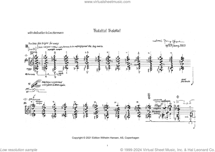 Thalatta! Thalatta! sheet music for piano solo by Nico Muhly, classical score, intermediate skill level