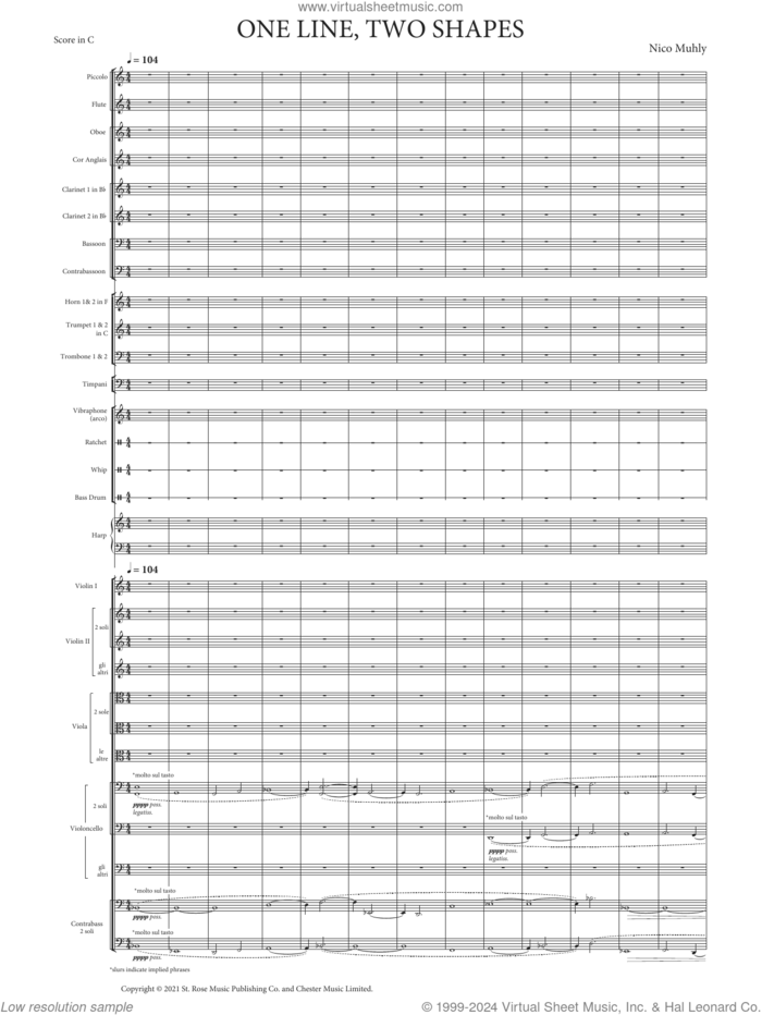 One Line, Two Shapes sheet music for orchestra (study score) by Nico Muhly, classical score, intermediate skill level