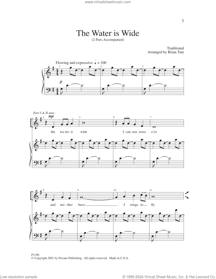 The Water Is Wide sheet music for choir (2-Part) by Brian Tate, intermediate duet