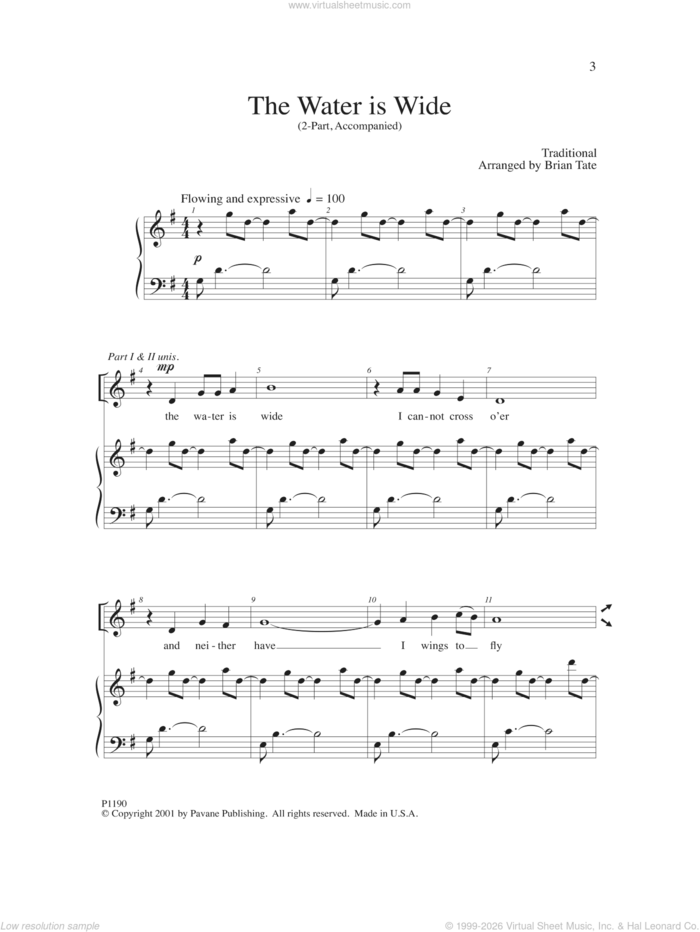The Water Is Wide sheet music for choir (2-Part) by Brian Tate, intermediate duet