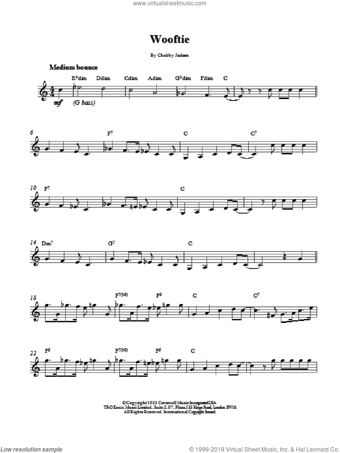 Wooftie sheet music for voice and other instruments (fake book) by Chubby Jackson, intermediate skill level