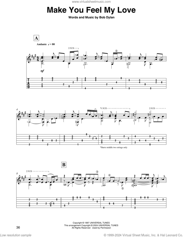 Make You Feel My Love (arr. David Jaggs) sheet music for guitar solo by Adele, David Jaggs and Bob Dylan, intermediate skill level