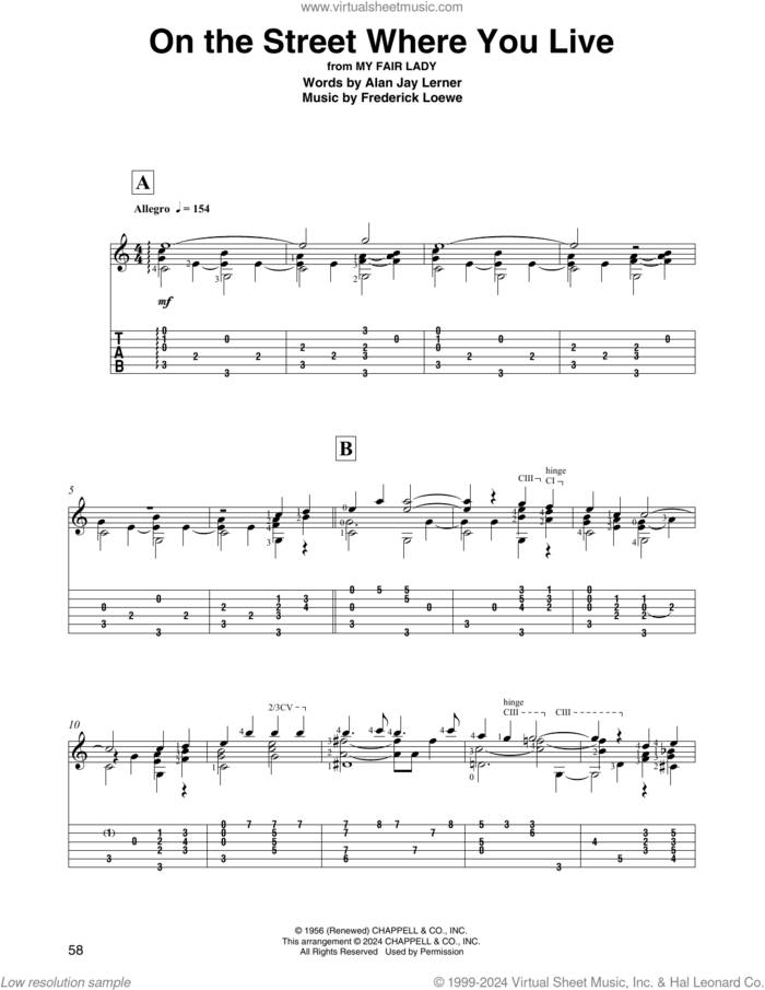 On The Street Where You Live (from My Fair Lady) (arr. David Jaggs) sheet music for guitar solo by Vic Damone, David Jaggs, Alan Jay Lerner and Frederick Loewe, intermediate skill level