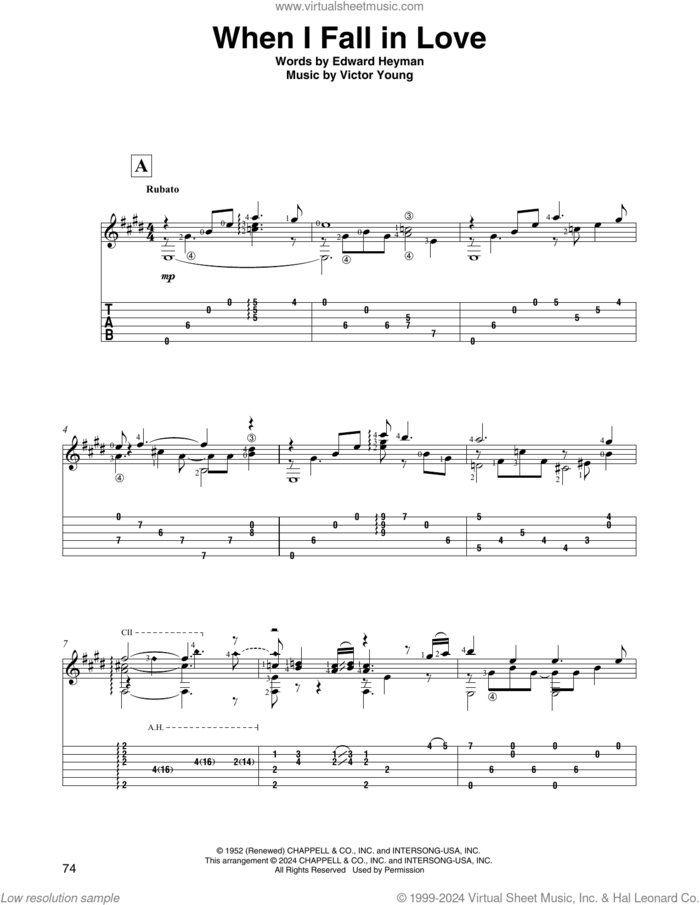 When I Fall In Love (arr. David Jaggs) sheet music for guitar solo by The Lettermen, David Jaggs, Edward Heyman and Victor Young, intermediate skill level