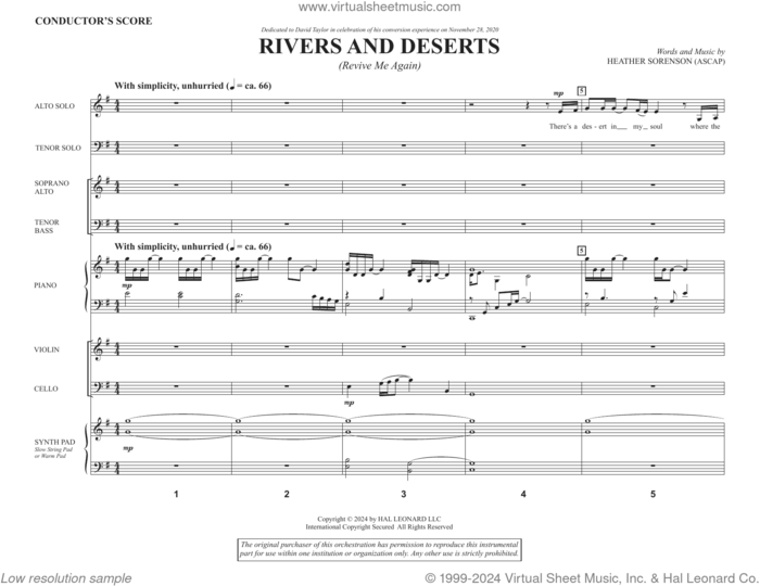 Rivers And Deserts (Revive Me Again) (COMPLETE) sheet music for orchestra/band by Heather Sorenson, intermediate skill level