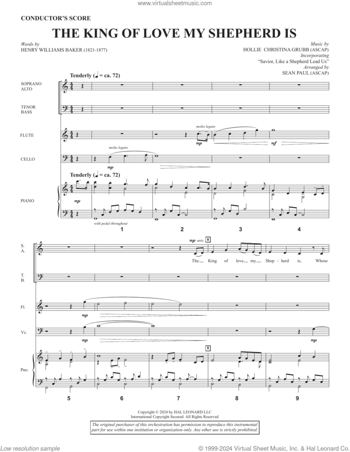 The King of Love My Shepherd Is (arr. Sean Paul) (COMPLETE) sheet music for orchestra/band by Sean Paul, Henry Williams Baker and Hollie Christina Grubb, intermediate skill level