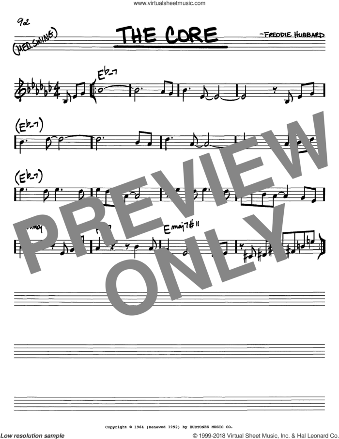 The Core sheet music for voice and other instruments (in C) by Freddie Hubbard, intermediate skill level