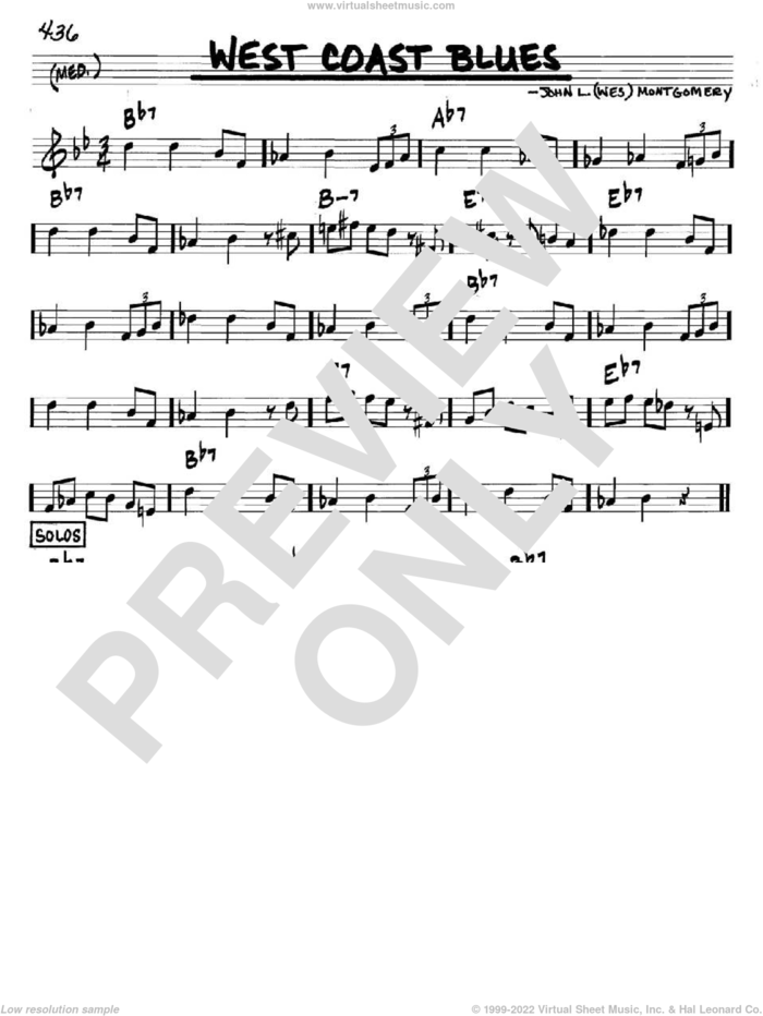 West Coast Blues sheet music for voice and other instruments (in C) by Wes Montgomery and Sascha Burland, intermediate skill level