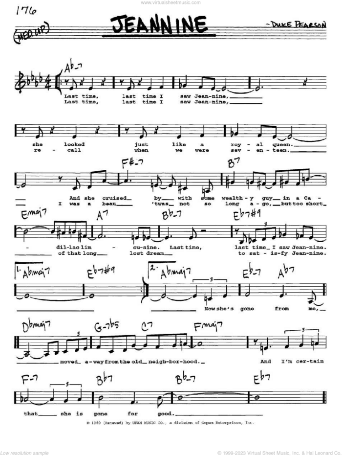 Jeannine sheet music for voice and other instruments  by Cannonball Adderley and Duke Pearson, intermediate skill level