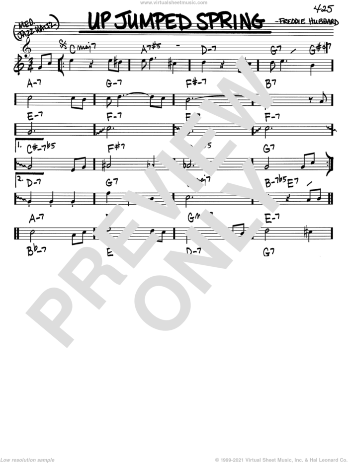 Up Jumped Spring sheet music for voice and other instruments (in Bb) by Freddie Hubbard, intermediate skill level