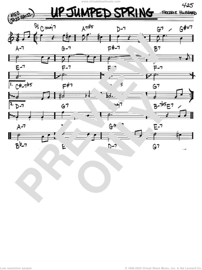 Up Jumped Spring sheet music for voice and other instruments (in Bb) by Freddie Hubbard, intermediate skill level