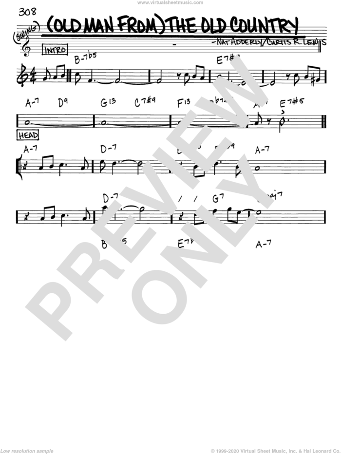 (Old Man From) The Old Country sheet music for voice and other instruments (in Eb) by Nat Adderley and Curtis R. Lewis, intermediate skill level