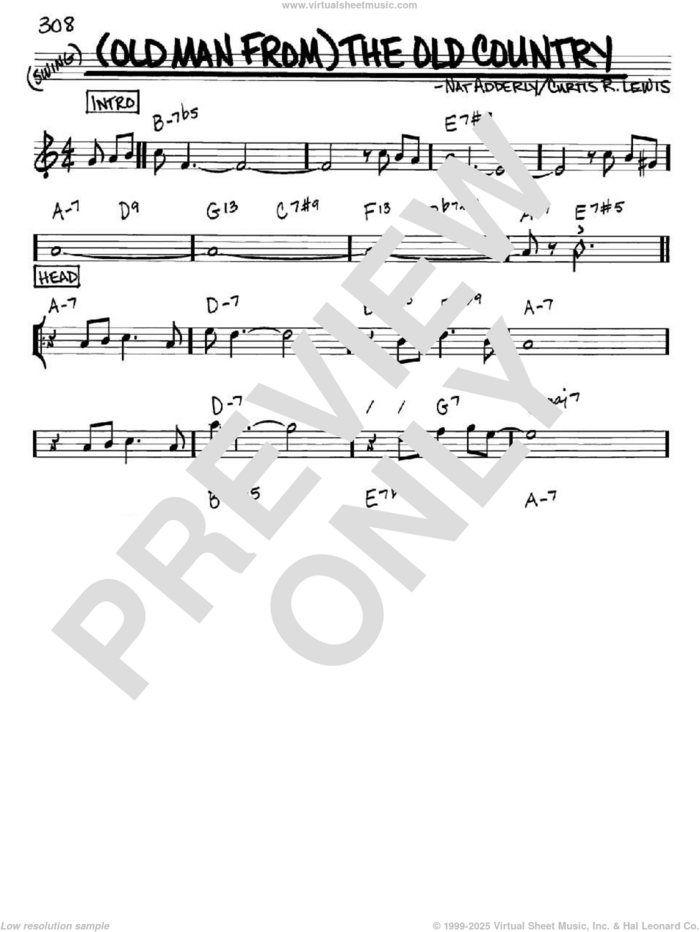 (Old Man From) The Old Country sheet music for voice and other instruments (in Eb) by Nat Adderley and Curtis R. Lewis, intermediate skill level