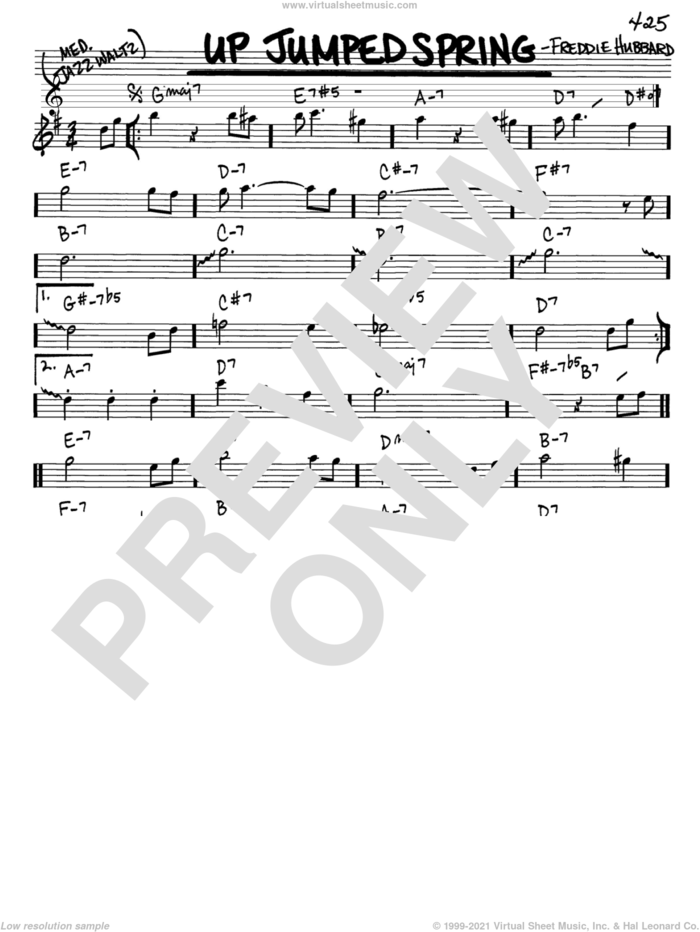 Up Jumped Spring sheet music for voice and other instruments (in Eb) by Freddie Hubbard, intermediate skill level