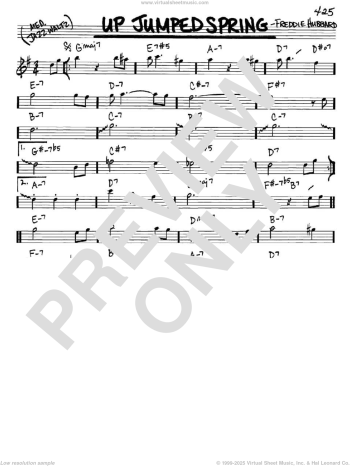 Up Jumped Spring sheet music for voice and other instruments (in Eb) by Freddie Hubbard, intermediate skill level