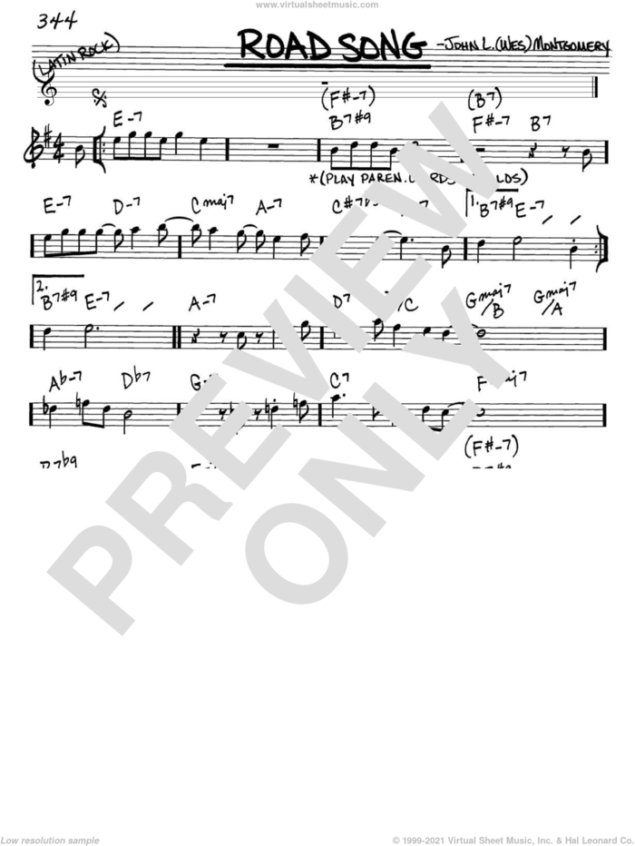 Road Song sheet music for voice and other instruments (in Eb) by Wes Montgomery, intermediate skill level