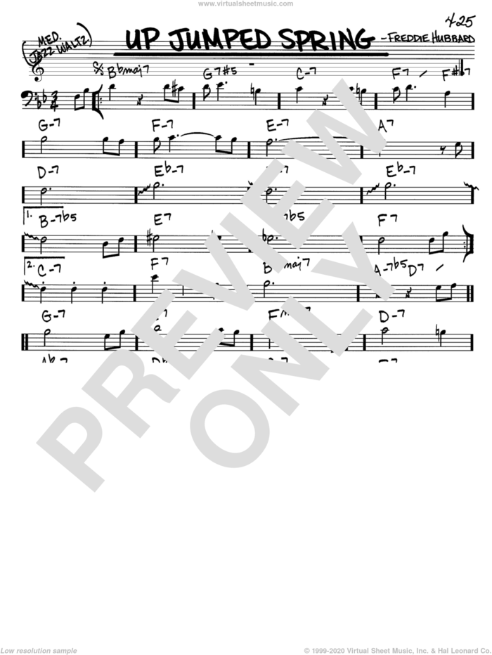 Up Jumped Spring sheet music for voice and other instruments (bass clef) by Freddie Hubbard, intermediate skill level