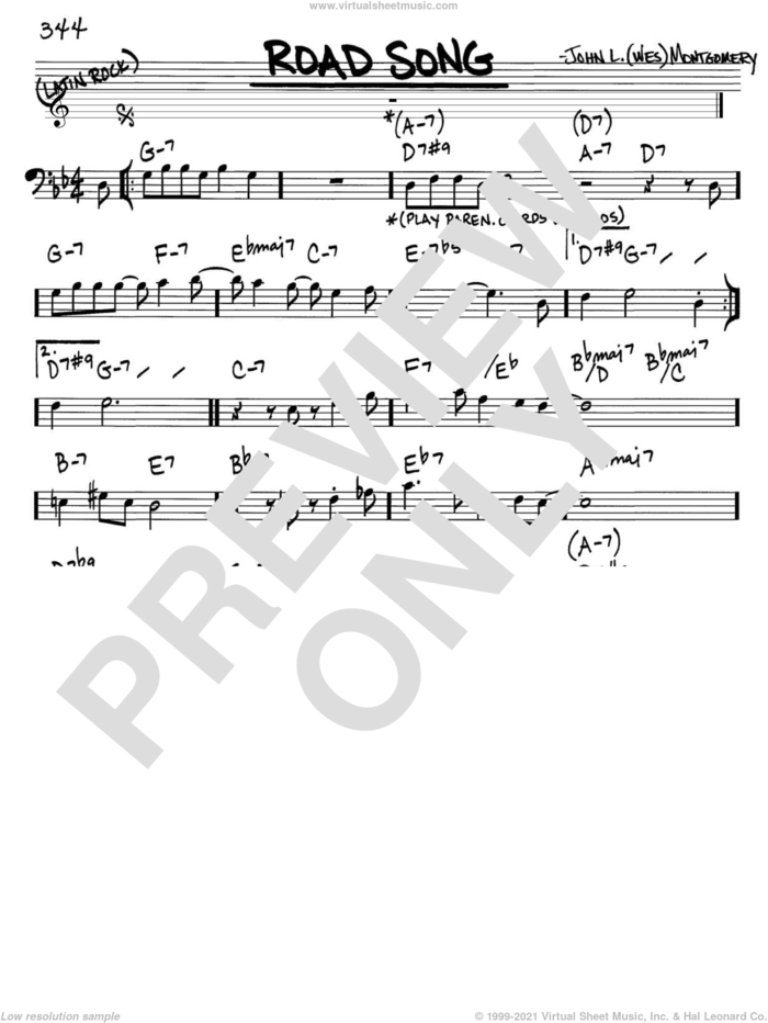 Road Song sheet music for voice and other instruments (bass clef) by Wes Montgomery, intermediate skill level