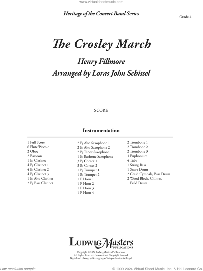 The Crosley March (arr. Loras John Schissel) (COMPLETE) sheet music for concert band by Henry Fillmore and Loras John Schissel, intermediate skill level