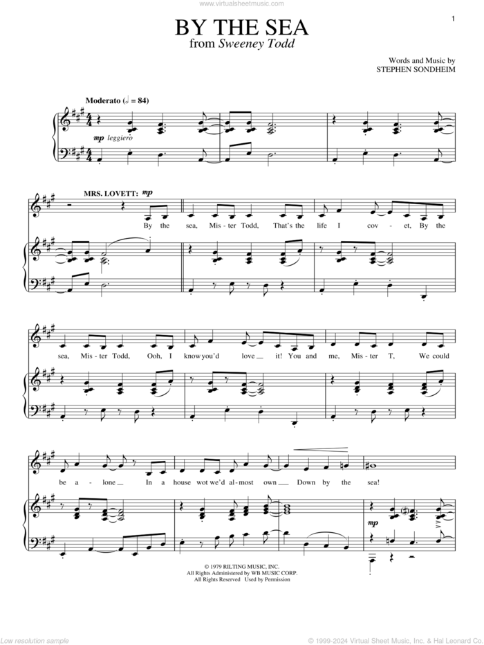 By The Sea sheet music for voice and piano by Stephen Sondheim and Sweeney Todd (Musical), intermediate skill level