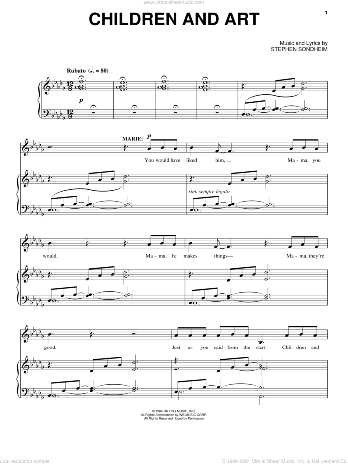 Children And Art sheet music for voice and piano by Stephen Sondheim and Sunday In The Park With George (Musical), intermediate skill level