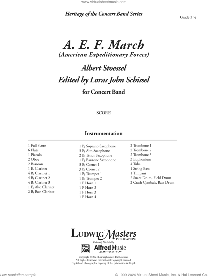 AEF March (arr. Loras John Schissel) (COMPLETE) sheet music for concert band by Albert Stoessel and Loras John Schissel, intermediate skill level