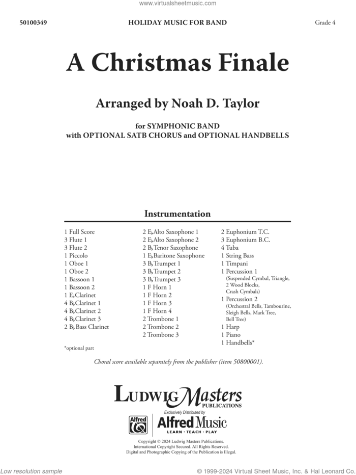 A Christmas Finale (COMPLETE) sheet music for concert band by Noah Taylor, intermediate skill level