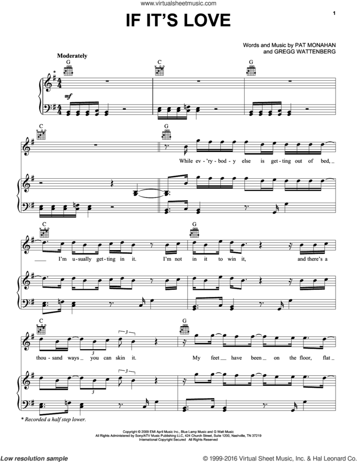 If It's Love sheet music for voice, piano or guitar by Train, Gregg Wattenberg and Pat Monahan, intermediate skill level