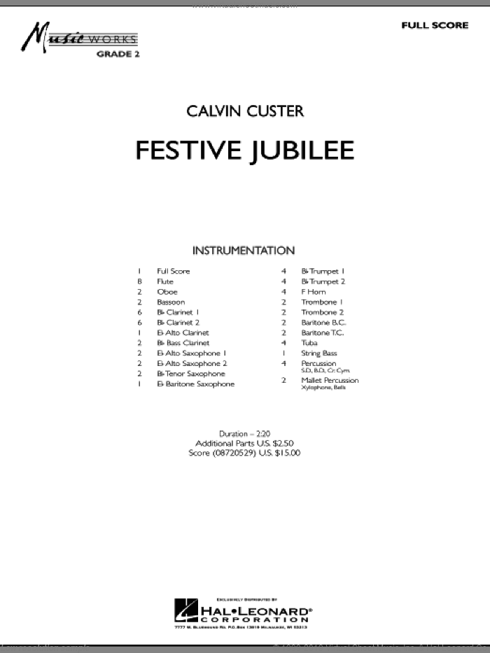 Festive Jubilee (COMPLETE) sheet music for concert band by Calvin Custer, intermediate skill level