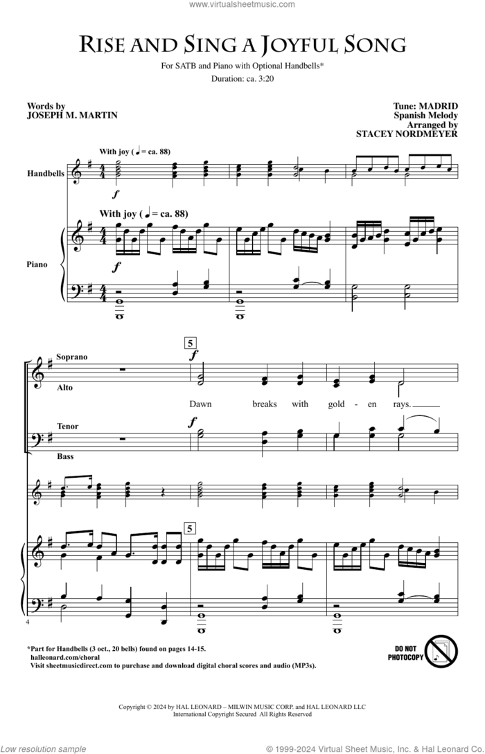 Rise And Sing A New Song (arr. Stacey Nordmeyer) sheet music for choir (SATB: soprano, alto, tenor, bass) by Joseph M. Martin and Stacey Nordmeyer, intermediate skill level