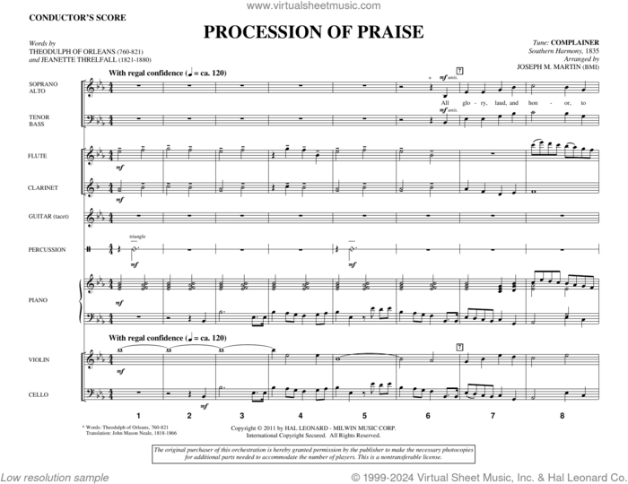 Procession Of Praise (Instrumental Consort) (COMPLETE) sheet music for orchestra/band (Consort) by Joseph M. Martin, Billy Walker, Jennette Threlfall and Theodulph of Orleans, intermediate skill level