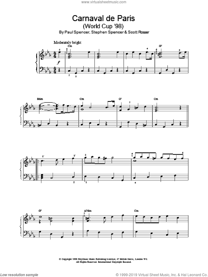 Carnaval de Paris sheet music for piano solo by Paul Spencer, Scott Rosser, Stephen Spencer and Stephen Spencer & Scott Rosser Paul Spencer, intermediate skill level