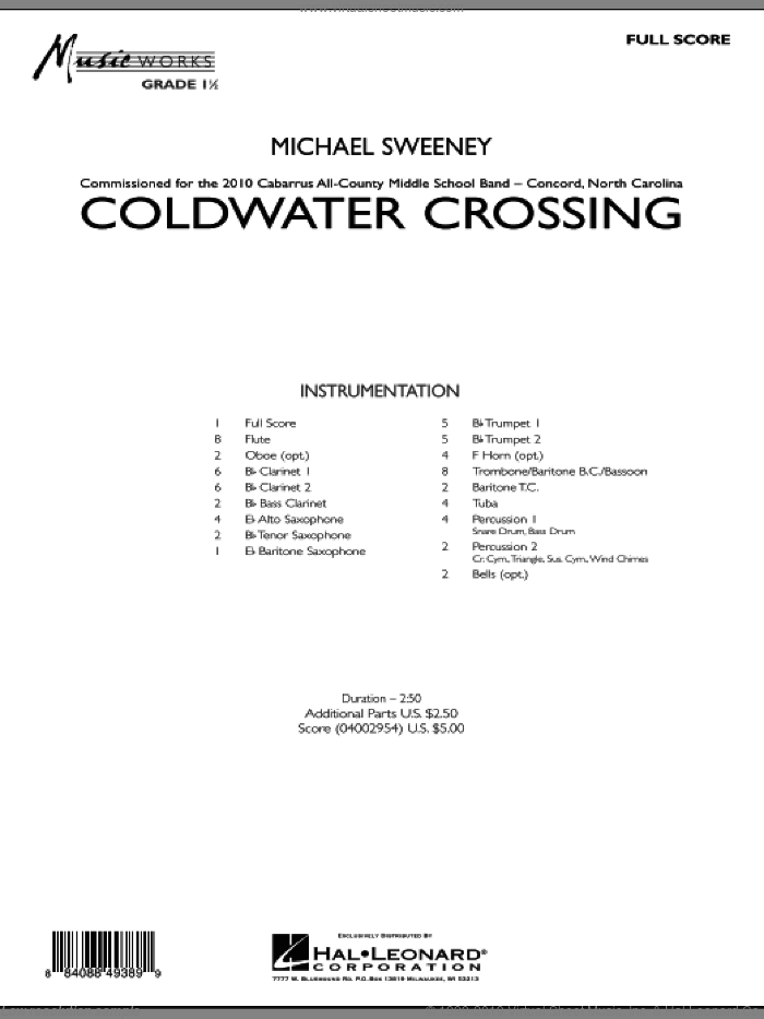Coldwater Crossing (COMPLETE) sheet music for concert band by Michael Sweeney, intermediate skill level
