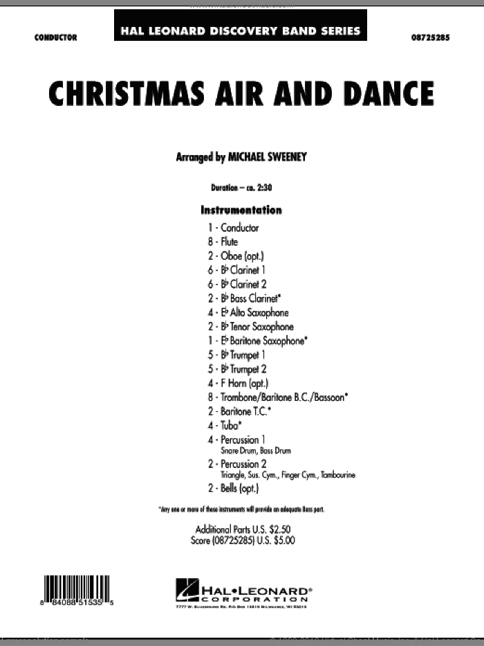 Christmas Air And Dance (COMPLETE) sheet music for concert band by Michael Sweeney, intermediate skill level